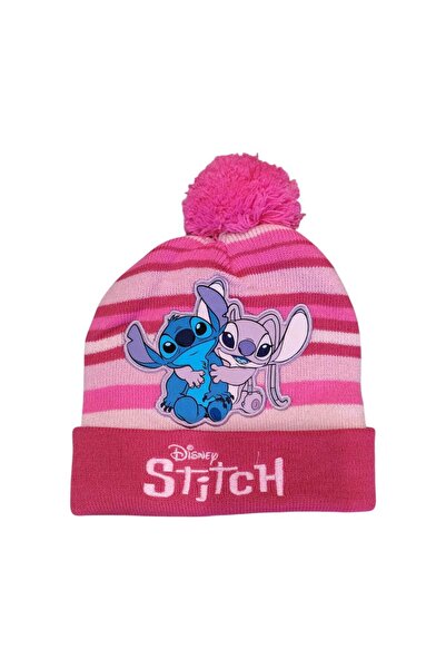 Stitch Caciula cu ciucuri si imprimeu, 5-9 ani, roz,