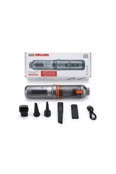 ST-6699APlus Kömürsüz Motorlu (Brushless) 20000PA Şarjlı Araç ve Ev Süpürgesi - 7000mAh Batarya, Type-C Hızlı Şarj, 5 Başlıklı Çok Amaçlı El Süpürgesi