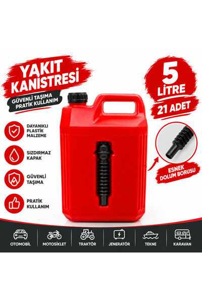 MAGİC SCHİNE 21'li T-Rax Antistatik Benzin-Mazot Taşıma Yakıt Bidonu Gagalı 5 Lt
