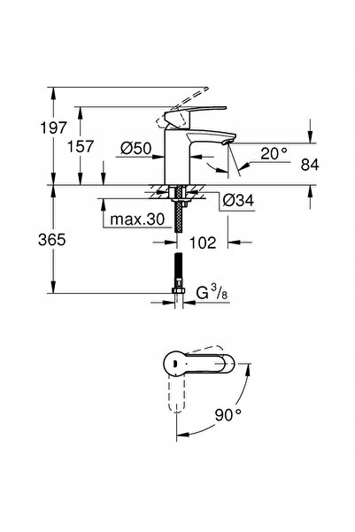 Grohe EUROSTYLE Cosmopolitan baterie lavoar Mărimea S 2337320E