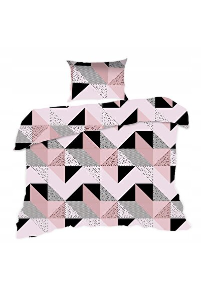 Karo Lenjerie de pat bumbac 140x200 1840N geometrie pudră negru Clasic E24
