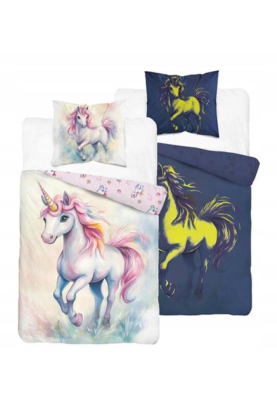 Detexpol Lenjerie de pat fosforescentă 160x200 - 5851 A - cu unicorn luminos
