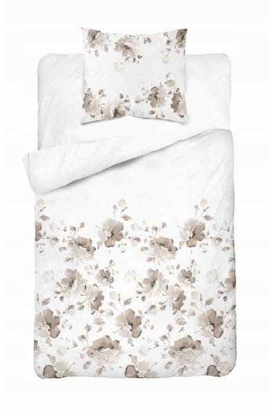 Detexpol Lenjerie de pat din satin 140x200 Flori maro bej 5325 B Home Satin 41