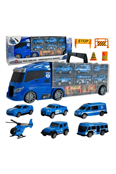CIUPIGo Camion de poliție cu lansator – 5 mașini, elicopter și accesorii, 3+ ani