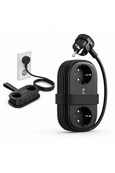 Orico Priză multiplă 6-în-1 AC USB-A USB-C GaN 65W - Negru
