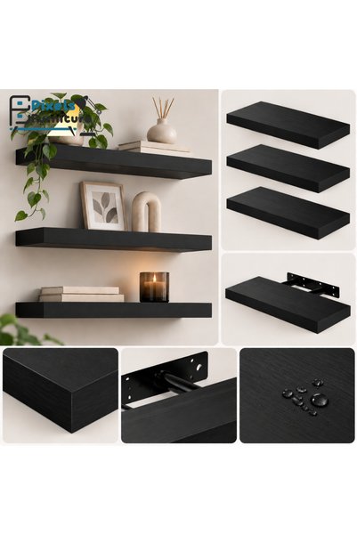 PixelsFurniture مجموعة من 3 قطعة ارفف عائمة للحائط من بكسل الأثاث, غرفة المعيشة, غرفة النوم, ديكور المطبخ, الحمام, ارفف بدعامات غير مرئية, 120 سم