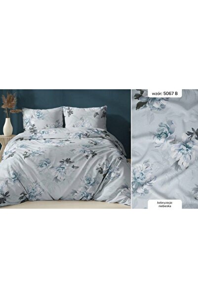Karo Lenjerie de pat din satin 140x200 flori albastre fermoar 5067 B