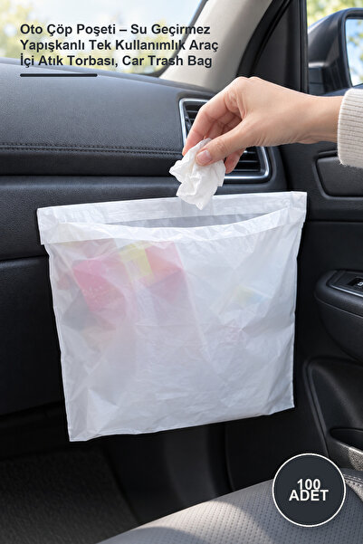 Yenilig 100 bucăți de saci de gunoi auto - sac de deșeuri auto de unică folos...