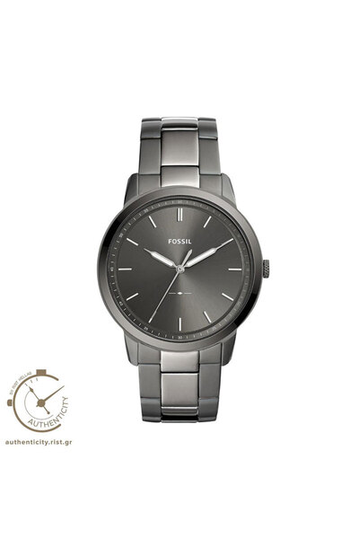 Fossil Ανδρικό ρολόι από ανοξείδωτο ατσάλι με ανθρακί καντράν και μπρασελέ FS...