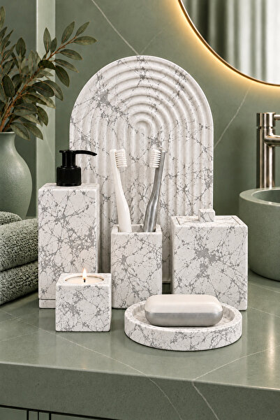betonmall 7-Piece Decorative Concrete Bathroom Set Bathroom Accessory Set Wc ...