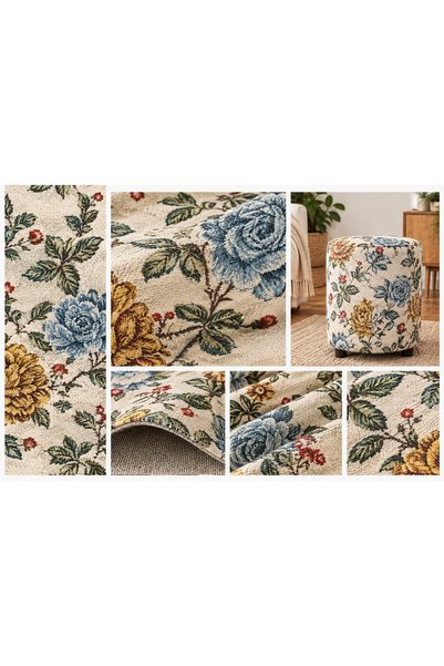 JAZMİN JARDİN قماش تنجيد جاكار، بنقشة زهور، 100x140