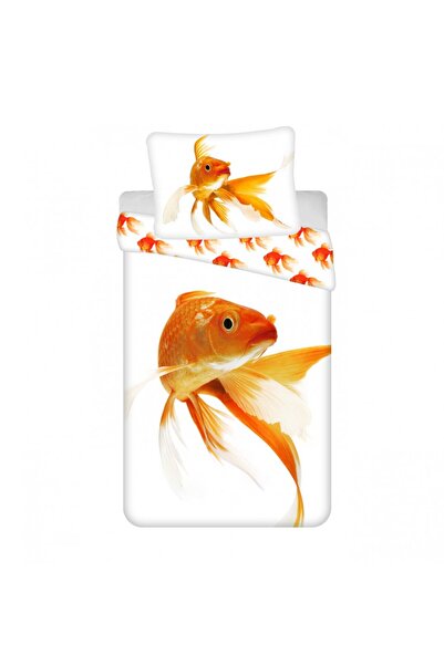 Jerry Fabrics Lenjerie de pat din bumbac 140x200 Pește auriu pe fundal alb