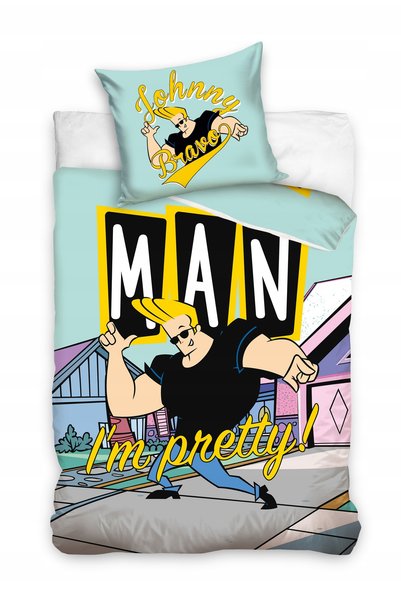 CARBOTEX Lenjerie de pat din bumbac 140x200 Johnny Bravo culoare mentă colora...