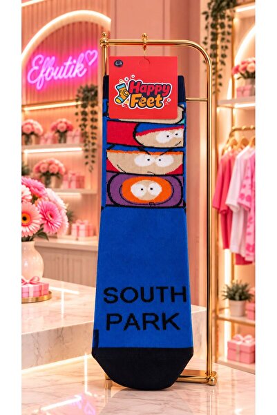 EFBUTİK Blue South Park Character Patterned Socks