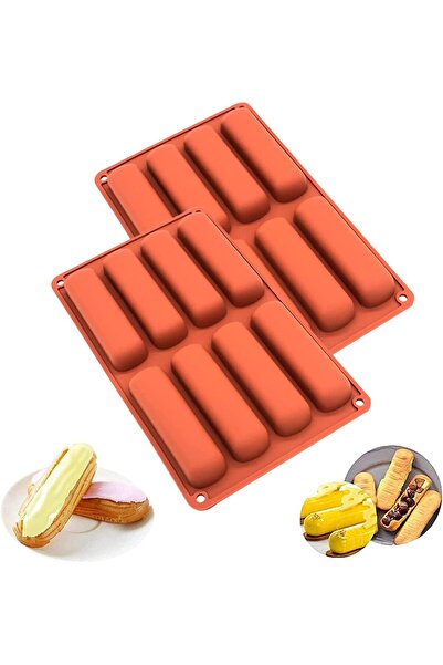 Noonedibs Set 2 forme patiserie silicon: ecler, buștean Crăciun, 8 găuri, bat...