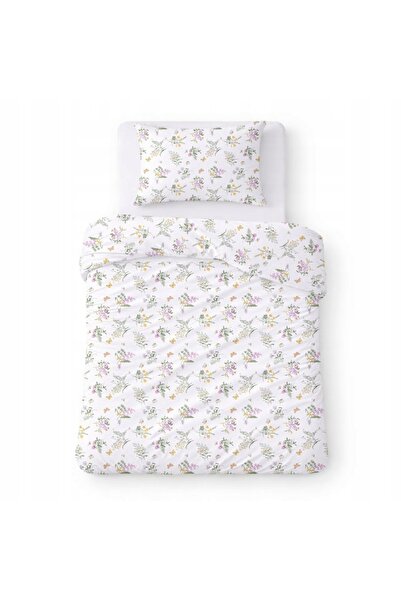 Karo Lenjerie de pat din bumbac 140x200 albă cu model delicat cu floricele să...