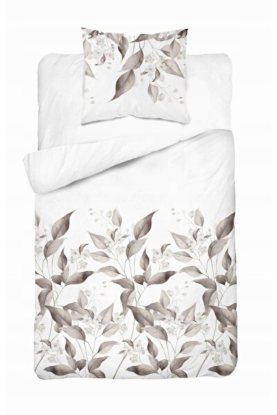 Detexpol Lenjerie de pat din satin 140x200 Bej cu frunze maro 5326 B Home Sat...