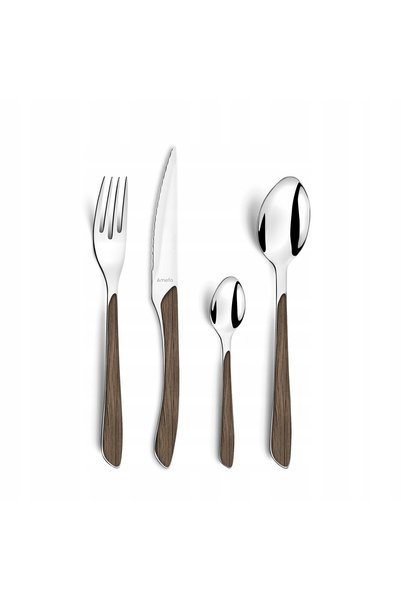 Amefa Set de 24 de piese din oțel inoxidabil 2274 ECLAT NATURE cu efect de le...