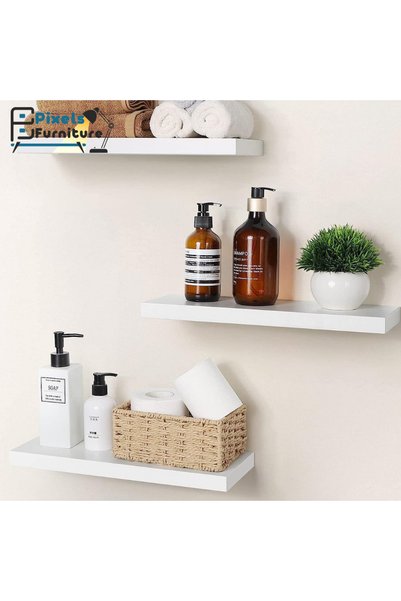 PixelsFurniture مجموعة من 3 قطعة ارفف عائمة للحائط من بكسل الأثاث, غرفة المعيشة, غرفة النوم, ديكور المطبخ, الحمام, ارفف بدعامات غير مرئية, 100 سم