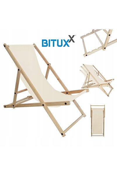 NO BRAND Șezlong de plajă și grădină, din lemn, pliabil, reglabil, 120 kg, Ox...