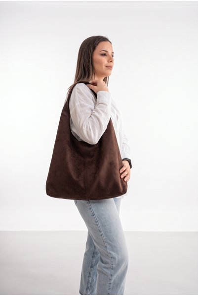 Luvenis Women's Suede Shoulder Bag Large Volume Casual Tote Bag