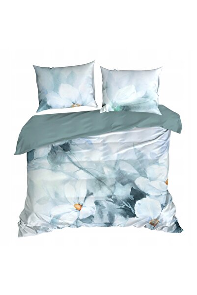 Eurofirany Lenjerie de pat din satin 160x200 Bloom, flori albe de mentă, Eva ...