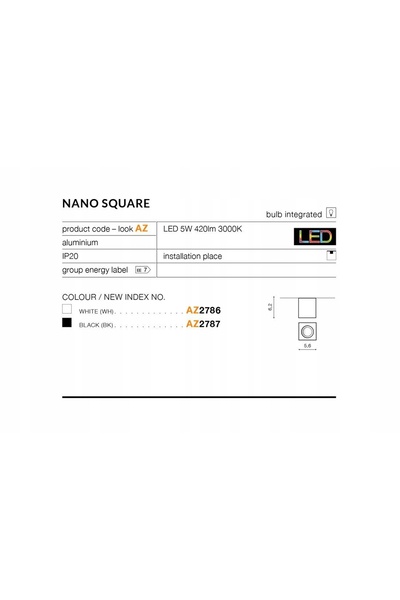 AZzardo Spot Nano Square aplicație de suprafață AZ2786 + GRATUIT