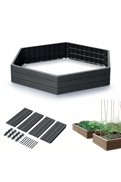 Prosperplast RABATA OGRODOWA BASE WOODY IBWH 1480X1290X250MM - ANTRACIT