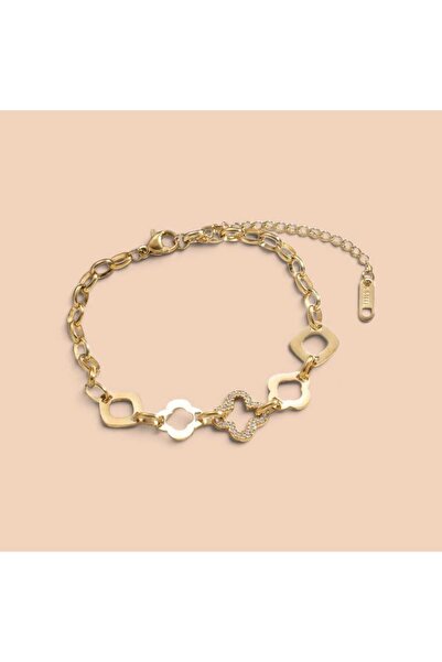 OEM Brățară Golden Fleur – Floare Strălucitoare cu Zirconii și Zale geometric...
