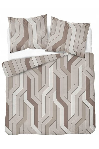 Detexpol Lenjerie de pat din bumbac 220x200, bej, cu model geometric în dungi...