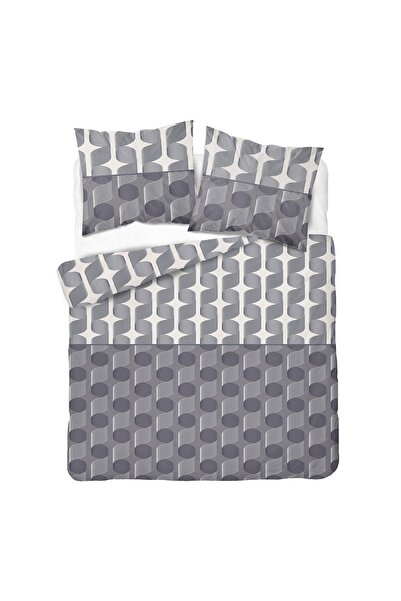 Detexpol 180x200 lenjerie de pat din satin cu țesătură geometrică gri -6067 B