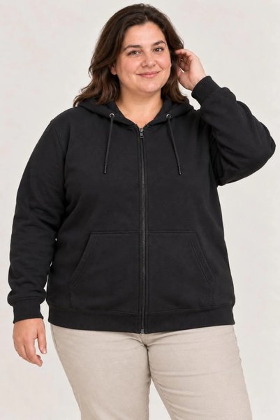 GurkStore Women's Oversized Three-Thread Ribbed Hooded Full-Zip Winter Sweats...