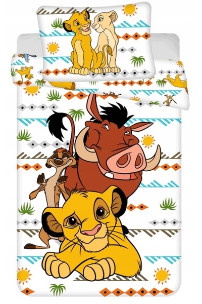 Jerry Fabrics Lenjerie de pat bumbac 140x200 King lion "Africa" alb galben co...