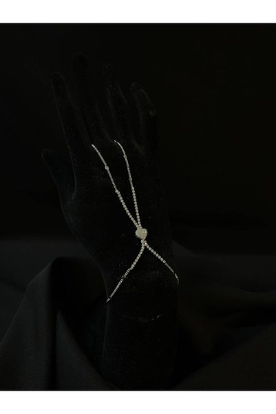 DUUE ACCESSORY Taşlı Kalp Figürlü Gümüş Renk Şahmeran
