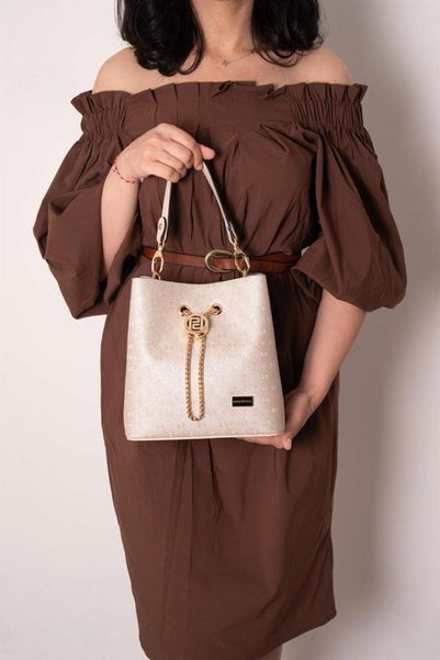 Silver Polo Beige - Beige Logo Damen-Umhängetasche SP967