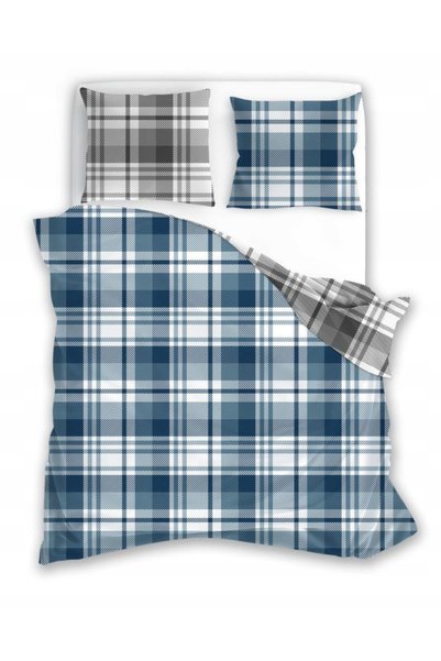 Faro Lenjerie de pat din flanelă 140x200 flanelă pură 010 carouri alb-albastre