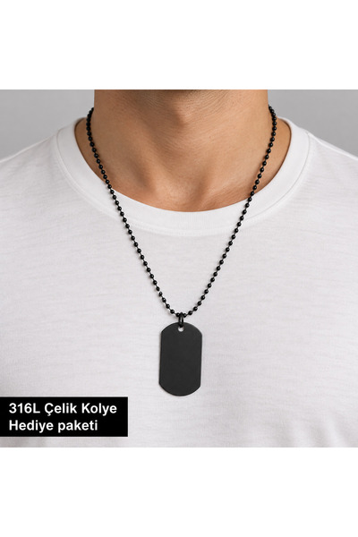 HER ŞEY NOTA www.herseynota.com 316L Steel Soldier Tag Men's Necklace Minimal...
