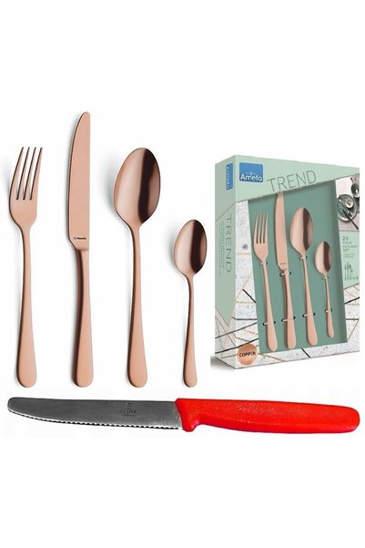 Amefa 2x 24 STUCCIO 1410 AUSTIN CULOARE VINTAGE CUPRU SET COMPLET PENTRU 12 P...