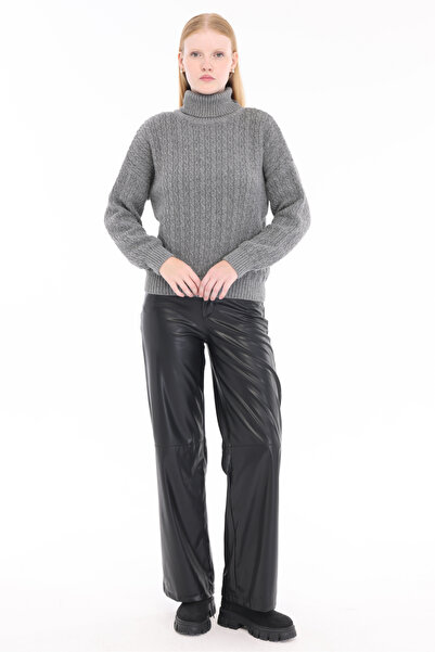 Trist Star Women's Wool Textured Hair Knit Turtleneck Sweater Trist-G-6169