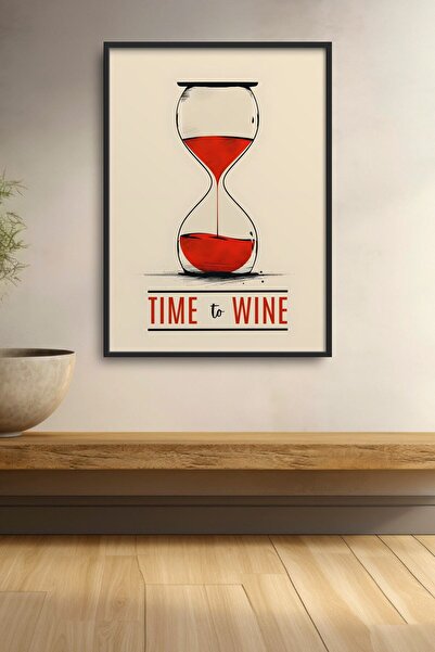HOMEPACK Vreme za vino, slika u okviru sa peščanim satom, poster za bar i kuh...