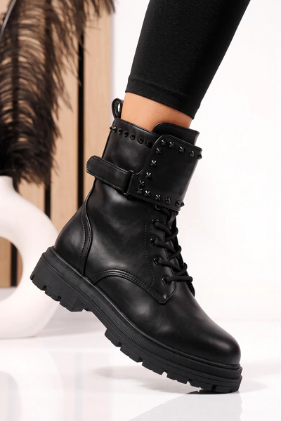 Zaira Ghete dama îmblanite negre din piele ecologica Zinnia #30671 - 39