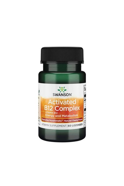 SWANSON Complex B12 Activat cu aromă de cireșe - Vitamina B12, Cireșe, 60 pas...