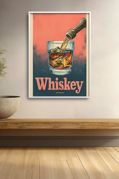 HOMEPACK Whiskey Retro Ice Whisky Tablo înrămat Poster Cocktail Bar Decor Buc...