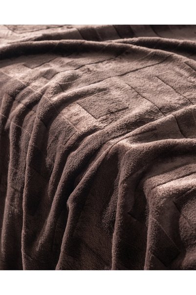 Madame Coco Clementine King Size Mink Embossed Blanket - Brown