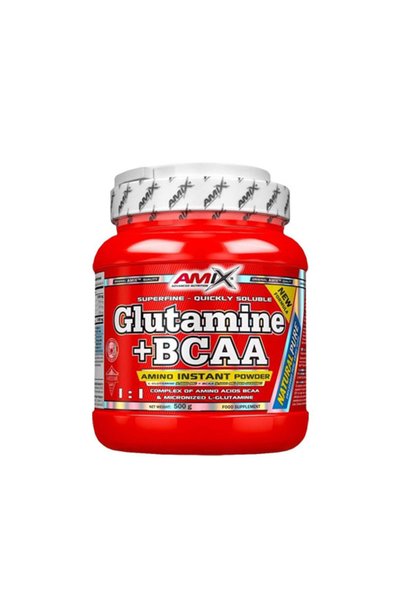 AMIX Glutamine + BCAA - Aminoacizi BCAA, Fără Aromă, 500 g