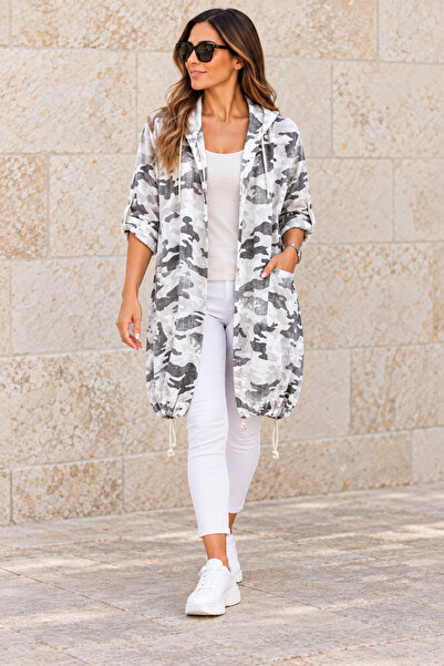 AGORATEKSTİL Women's Italian Linen Fabric Star Back Open Front Jacket