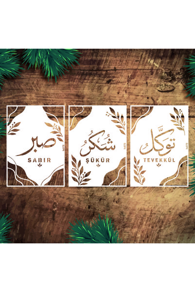 Stencil tasarım Stencil Tasarım IS078 İslami Bohem 3 lü set Set80- Dekoratif ...