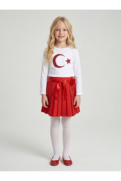 ÇLM STORE Long Sleeve Crescent and Star T-Shirt and Red Skirt