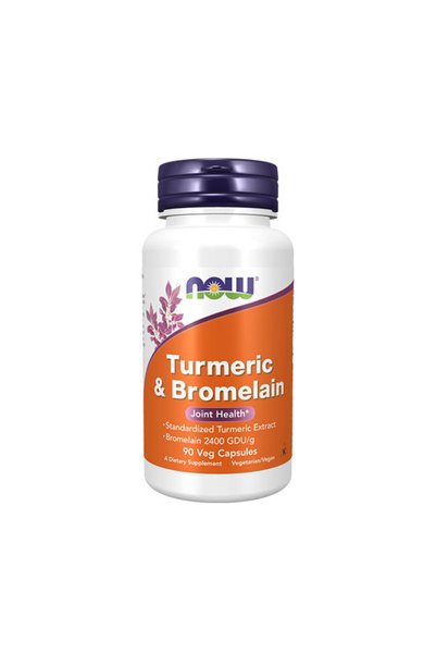Now Turmeric și Bromelaină - Supliment din plante, 90 capsule vegetale