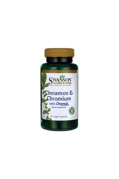 SWANSON Scorțișoară și Crom cu Chromax - Supliment cu Crom, 60 capsule vegetale